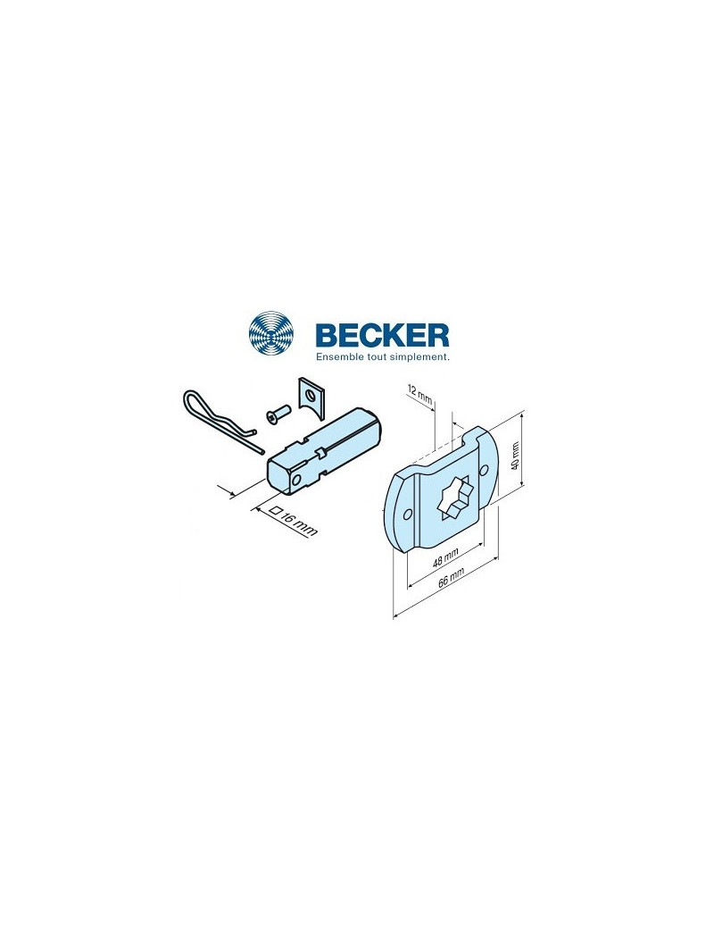Support moteur Becker L - Carré de 16 - 49312000340 - Volet